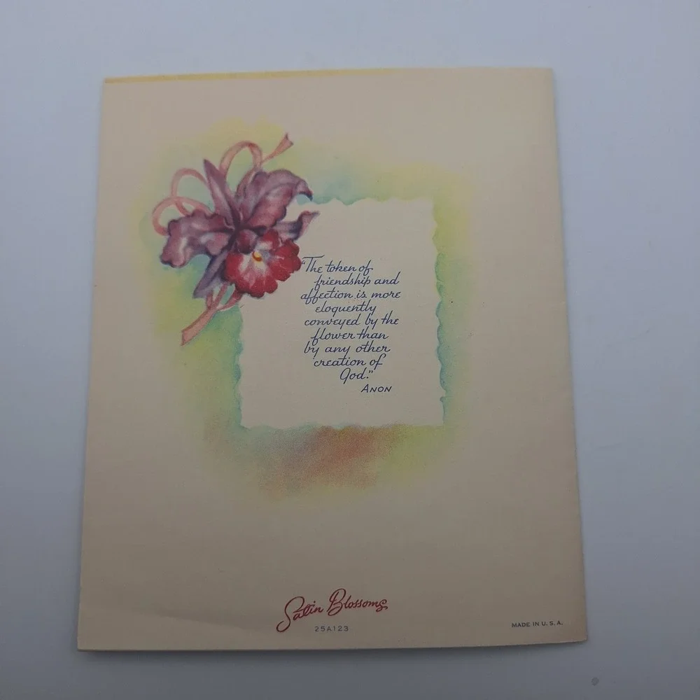 Vintage Satin Blossoms Birthday Card Orchid Ribbon‎ 
